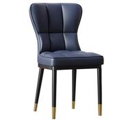 Sillas De Comedor De Cuero Silla De Acento Blanco Silla Sin Brazos De Respaldo De Café Tapizado De Cuero Moderno con Cojín Cómodo para Oficina, Dormitorio, Cocina(Blauw,A)