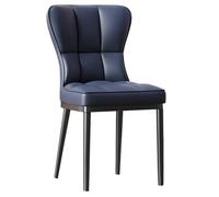 Sillas De Comedor De Cuero Silla De Acento Blanco Silla Sin Brazos De Respaldo De Café Tapizado De Cuero Moderno con Cojín Cómodo para Oficina, Dormitorio, Cocina(Blauw,B)