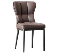 Sillas De Comedor De Cuero Silla De Acento Blanco Silla Sin Brazos De Respaldo De Café Tapizado De Cuero Moderno con Cojín Cómodo para Oficina, Dormitorio, Cocina(Bruin,B)