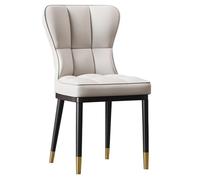 Sillas De Comedor De Cuero Silla De Acento Blanco Silla Sin Brazos De Respaldo De Café Tapizado De Cuero Moderno con Cojín Cómodo para Oficina, Dormitorio, Cocina(Light Gray,A)