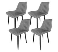 Sillas de comedor de gran tamaño tapizadas de piel sintética de color gris, capacidad máxima de 180 kg, respaldo cómodo, juego de 4 para comedor y cocina