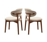 Sillas de Comedor de Madera Sillas de Cocina de Granja con Asiento Acolchado y Estructura de Madera, Silla de Comedor de Mediados de Siglo Sillas de Sala de Estar de Tela con Respaldo Curvo