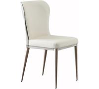 Sillas de comedor de piel de microfibra, sillas laterales ergonómicas, asiento resistente, patas de metal de acero al carbono (diosa blanca)