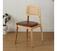 Sillas de comedor de ratán de madera maciza, respaldo de bastón, diseño sin brazos para cocina de granja, comedor, sala de estar, dormitorio