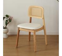 Sillas de comedor de ratán de madera maciza, respaldo de bastón, diseño sin brazos para cocina de granja, comedor, sala de estar, dormitorio