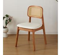 Sillas de comedor de ratán de madera, respaldo de bastón, diseño sin brazos para cocina, comedor, sala de estar, tocador de dormitorio, asiento elegante y funcional