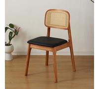 Sillas de comedor de ratán de madera, respaldo de bastón, diseño sin brazos para cocina, comedor, sala de estar, tocador de dormitorio, asiento elegante y funcional