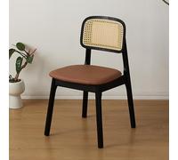 Sillas de comedor de ratán de madera, respaldo de bastón, diseño sin brazos para cocina, comedor, sala de estar, tocador de dormitorio, asiento elegante y funcional