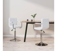 Sillas de comedor giratorias 2 St Imitación piel Blanco | Marco de acero cromado, mecanismo de resorte de gas, giratorio de 360 grados, cuero sintético suave, diseño contemporáneo