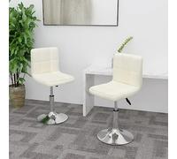 Sillas de comedor giratorias 2 unidades tela color crema, de oficina ergonómicas con elevación de gas, sillas giratorias 360 grados para comedor y sala de estar, asientos ajustables en altura