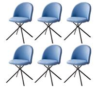 Sillas de comedor giratorias de 360°, cómodas y acolchadas, ergonómicas, modernas, tapizadas, con respaldo, color azul cielo, juego de 6 para el hogar y la oficina