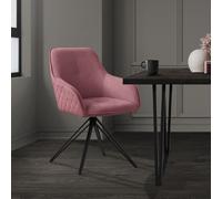 ML-Design Silla de Comedor Giratoria con Respaldo y Reposabrazos Asiento Rosa Antiguo de Tela Tejida Tapizado con Patas de Metal Sillón Diseño Ergonómico Moderno para Salón, Escritorio o Cocina