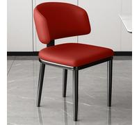 Sillas de comedor modernas de cuero rojo de mediados de siglo, elegante y cómodo asiento acolchado con patas de metal, ideal para muebles de cocina y oficina, elegante acento de comedor