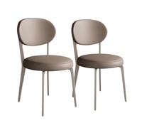 Sillas de Comedor Modernas de Piel sintética 2 PCS sin Brazos Sala de Estar sillas Laterales Sillas de Restaurante Lounge con Respaldo Silla de Asiento tapizada(Khaki,White Legs)