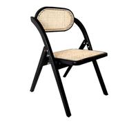 Sillas de Comedor Plegables de Madera, sillas portátiles de ratán, sillas de Cocina Estilo rústico for Sala de Estar, los últimos Estilos.(Black)