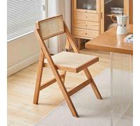 Sillas de comedor plegables de ratán, taburete plegable de madera retro, diseño sin brazos para dormitorio, sala de estar, comedor, cocina, elegante y ahorra espacio