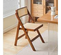 Sillas de comedor plegables de ratán - Taburete plegable de madera retro, sillas de respaldo sin brazos para dormitorio, sala de estar, comedor, cocina - Diseño elegante y que ahorra espacio
