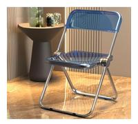 Sillas de Comedor Plegables Modernas y Transparentes de acrílico, Silla Plegable portátil para Eventos sin Brazos, Silla apilable de acrílico para hogar, Oficina(Blue)