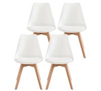 Sillas de Comedor Set de 4 de Cuero PU y Patas de Madera