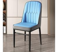Sillas de comedor tapizadas con patas de metal resistentes, cómodas sillas laterales sin brazos para cocina y sala de estar, respaldo azul cielo y gris