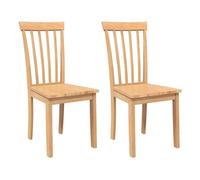 vidaXL Sillas de Comedor 2 uds Madera Maciza Natural Caucho, Silla de Comedor, Silla de Cocina, Asiento de Comedor, Silla, Silla de Sala de Estar