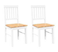 vidaXL Sillas de Comedor con Cojines 2uds Madera Maciza Blanco Caucho, Silla de Comedor, Silla de Cocina, Asiento de Comedor, Silla