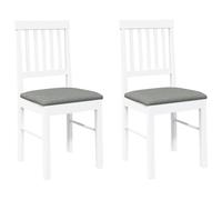 vidaXL Sillas de Comedor con Cojines 2uds Madera Maciza Blanco Caucho, Silla de Comedor, Silla de Cocina, Asiento de Comedor, Silla