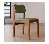 Sillas de comedor vintage de madera maciza, sin brazos, con acento de nogal, para cocina y comedor, minimalista, asiento de esquina verde, elegante diseño de respaldo cuadrado