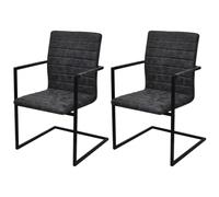 Sillas de Comedor voladizas 2 Unidades Cuero sintético Negro,Sillas de comedor-242285