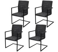 Sillas de Comedor voladizas 4 Unidades Cuero sintético Negro,Sillas de comedor-272415