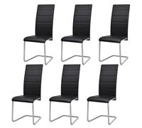 Sillas de Comedor voladizas 6 Unidades Cuero sintético Negro,Sillas de comedor-272420