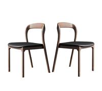 Sillas De Cuero para Mesa De Comedor Y Cocina Sillas De Madera para Escritorio De Oficina En Casa Silla Apilable Sin Brazos para Dormitorio Silla Auxiliar Tapizada para Balcón(Walnut,2pcs)