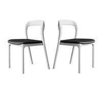 Sillas De Cuero para Mesa De Comedor Y Cocina Sillas De Madera para Escritorio De Oficina En Casa Silla Apilable Sin Brazos para Dormitorio Silla Auxiliar Tapizada para Balcón(Bianco,2pcs)