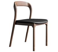 Sillas De Cuero para Mesa De Comedor Y Cocina Sillas De Madera para Escritorio De Oficina En Casa Silla Apilable Sin Brazos para Dormitorio Silla Auxiliar Tapizada para Balcón(Walnut,1pcs)