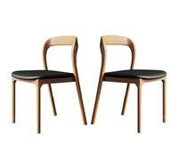 Sillas De Cuero para Mesa De Comedor Y Cocina Sillas De Madera para Escritorio De Oficina En Casa Silla Apilable Sin Brazos para Dormitorio Silla Auxiliar Tapizada para Balcón(Natural,2pcs)