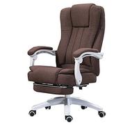Sillas de Escritorio Silla de Oficina con reposabrazos y reposapiés Silla operativa con Respaldo Alto Diseño de sillón reclinable de ángulo Ajustable Tela de Lino Altura Ajustable(Brown)