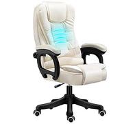 Sillas de Escritorio Silla de Oficina Piel Regenerada Almohadilla de látex, Soporte Lumbar Apoyabrazos Acolchado Ergonómico Silla de gestión de tareas para Oficina, Juegos Altura Ajustable(Beige)