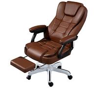 Sillas de escritorio Silla Ejecutiva Giratoria de Oficina Ergonomía Cuero PU Sillas y mesas giratorias Altura ajustable Sillón reclinable con respaldo alto de 145 ° Con pedales Altura Ajustable(Brown)