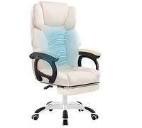 Sillas de escritorio Silla Ejecutiva Giratoria de Oficina Masaje de la Cintura Sillón Reclinable Reposapiés Telescópico Elevar sillas Esponja Gruesa de PU Apoyabrazos Deslizante Teniendo Peso 150 kg A