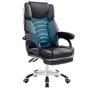 Sillas de escritorio Silla Ejecutiva Giratoria de Oficina Masaje de la Cintura Sillón Reclinable Reposapiés Telescópico Elevar sillas Esponja Gruesa de PU Apoyabrazos Deslizante Teniendo Peso 150 kg A