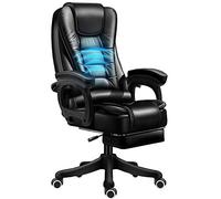 Sillas de escritorio Silla giratoria de oficina Silla de oficina elevadora para el hogar Respaldo de látex Con función de masaje Silla de oficina PU 140 ° reclinable Con reposapiés Altura Ajustable(Bl