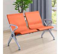 Sillas de Espera de 2 Asientos con Brazos y Alfombrillas Antideslizantes, Sillas de Recepción, Espuma de Poliuretano para Oficina, Aeropuerto(Orange)