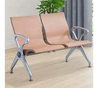 Sillas de Espera de 2 Asientos con Brazos y Alfombrillas Antideslizantes, Sillas de Recepción, Espuma de Poliuretano para Oficina, Aeropuerto(Brown)