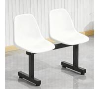 Sillas de Espera de 2 Plazas con Respaldo, Bancos para Salas de Espera, Bancos para Suplentes de Equipos, Asientos de Plástico de Una Sola Pieza, Asientos para Estadios, para Jardín, Parque(White)