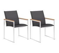 Sillas de jardín, 2 unidades, textileno y acero inoxidable, color gris, muebles de balcón, asientos para el jardín para Lawn Balcony