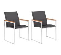 Sillas de jardín, 2 unidades, textileno y acero inoxidable, color gris, muebles de balcón para patio