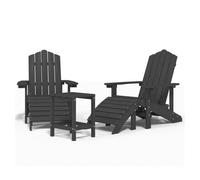 Sillas de jardín adirondack - sillas de exterior con reposapiés&mesa hdpe antracita