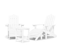 Sillas de jardín adirondack - sillas de exterior con reposapiés y mesa hdpe blanco