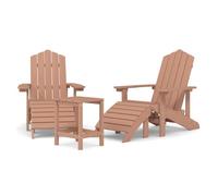 Sillas de jardín adirondack - sillas de exterior con reposapiés y mesa hdpe marrón