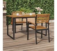 Sillas de Jardín Apilables,2 Unidades,con Estructura de Metal y Madera de Acacia Maciza,Resistentes a la Intemperie,Diseño Industrial,Sillones de Jardín y Sillón Terraza,Natural,56 x 54.5 x 87 cm